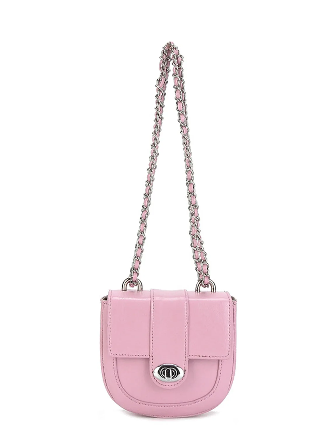 Mini Saddle Bag Silver Chain Strap Flap Shoulder Bag