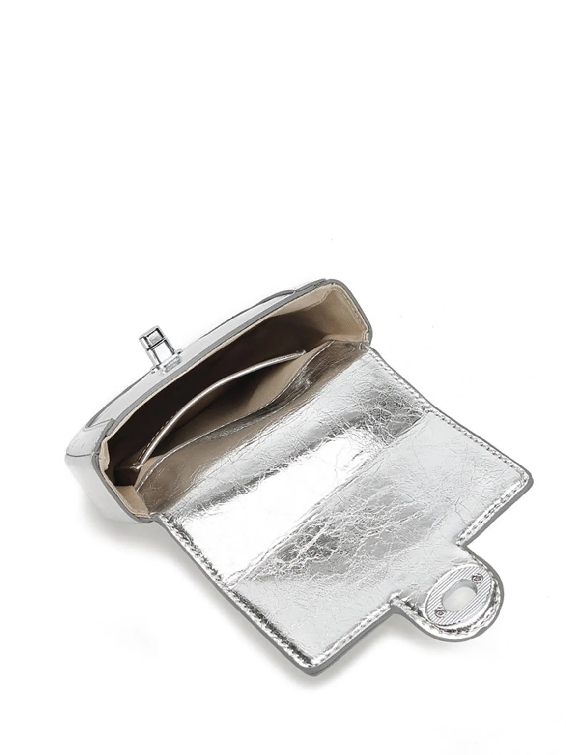 Mini Saddle Bag Silver Chain Strap Flap Shoulder Bag