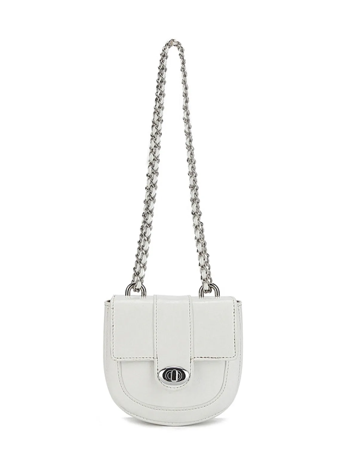 Mini Saddle Bag Silver Chain Strap Flap Shoulder Bag