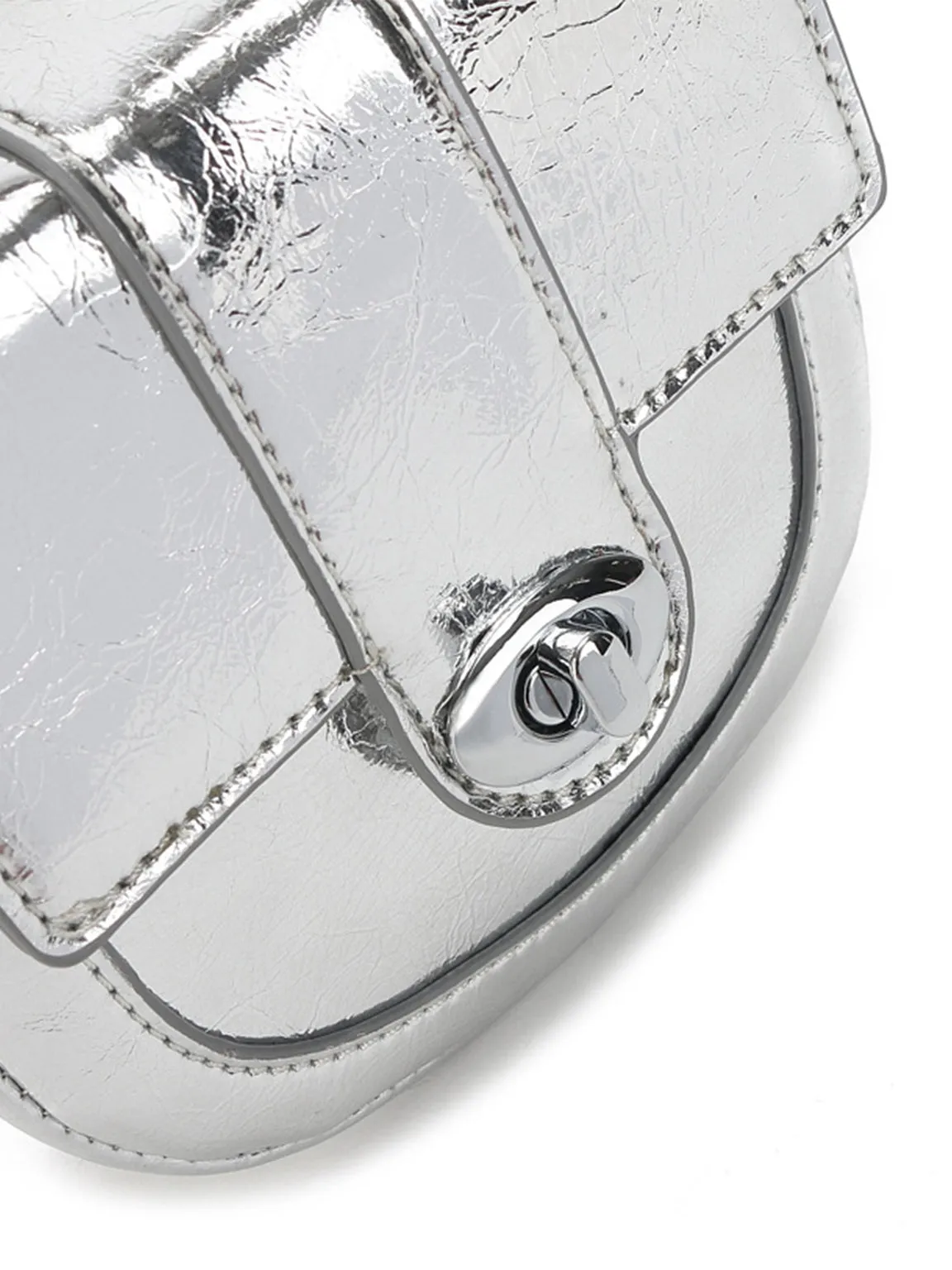 Mini Saddle Bag Silver Chain Strap Flap Shoulder Bag