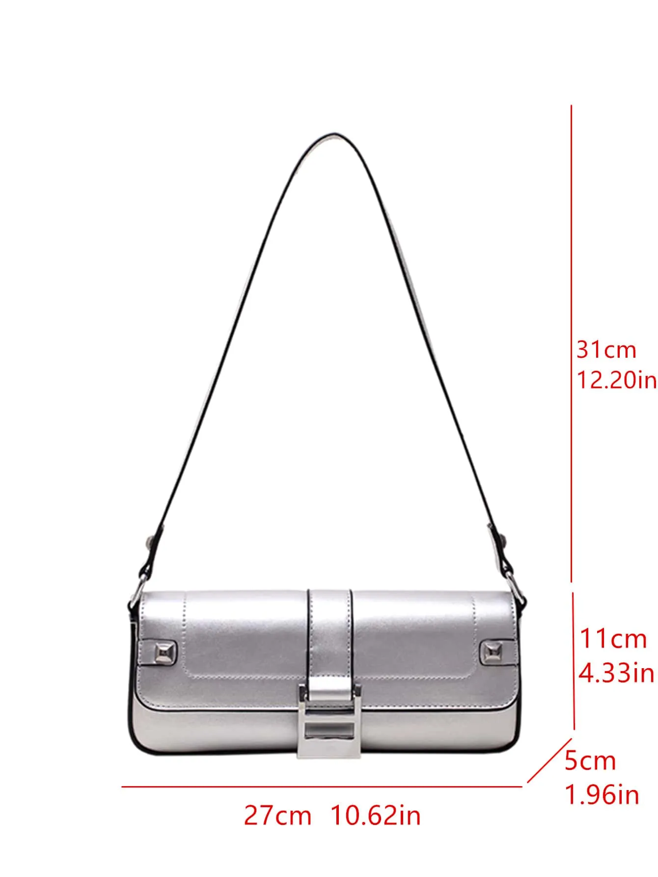 Minimalist Baguette Bag - Silver