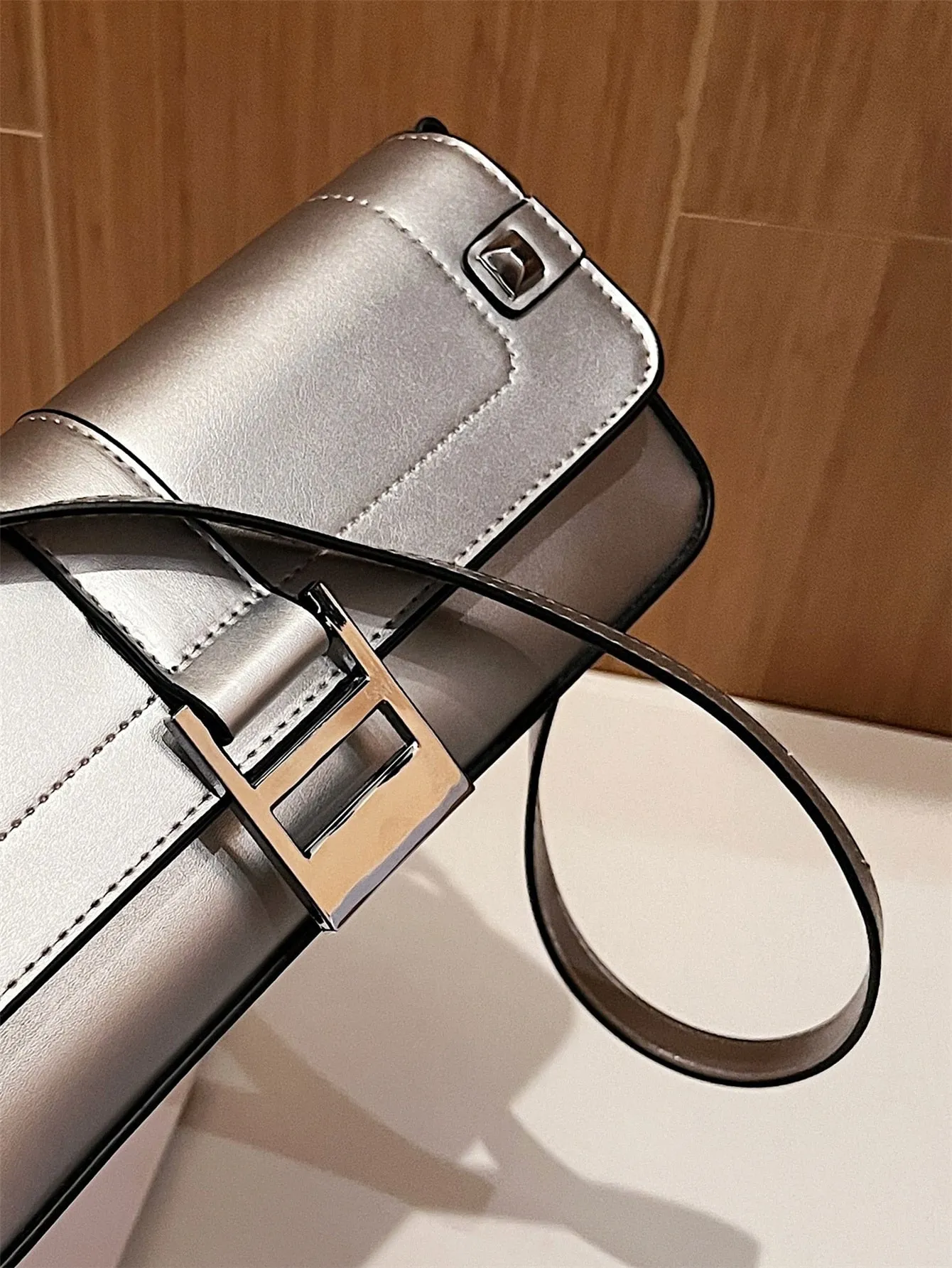 Minimalist Baguette Bag - Silver