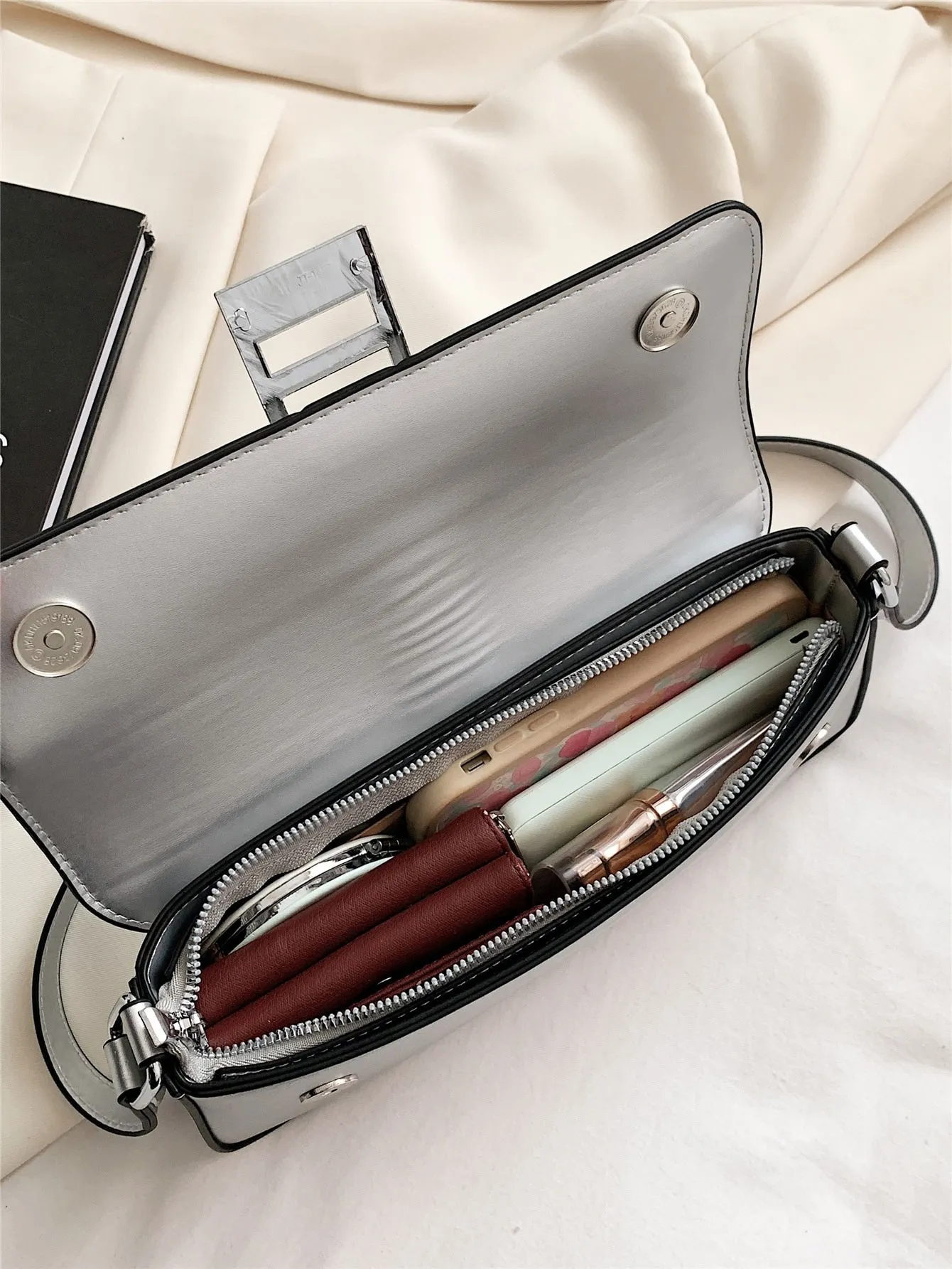 Minimalist Baguette Bag - Silver