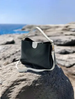 Minimalist Chevron Bucket Bag  - Black - FD ⚡