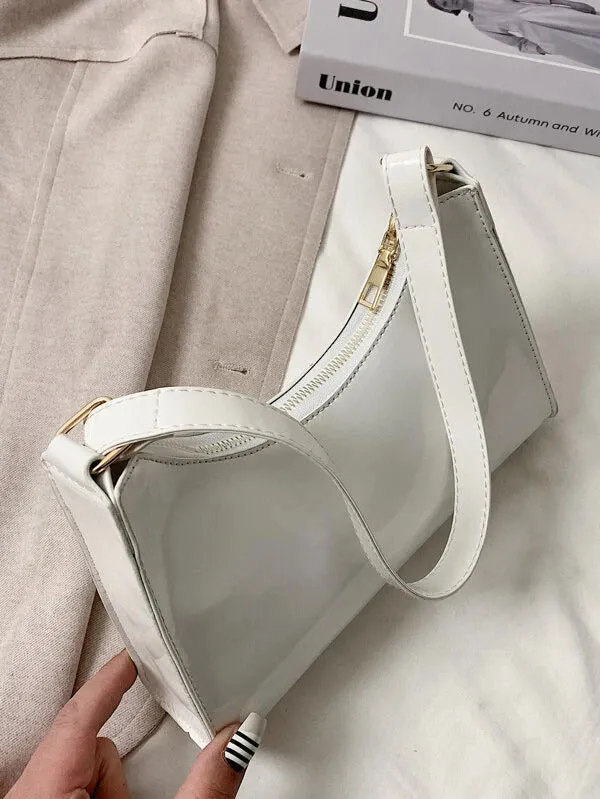 Minimalist Ella Baguette Bag - White