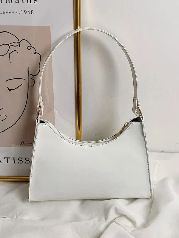 Minimalist Ella Baguette Bag - White