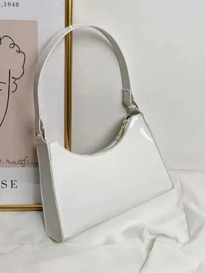 Minimalist Ella Baguette Bag - White