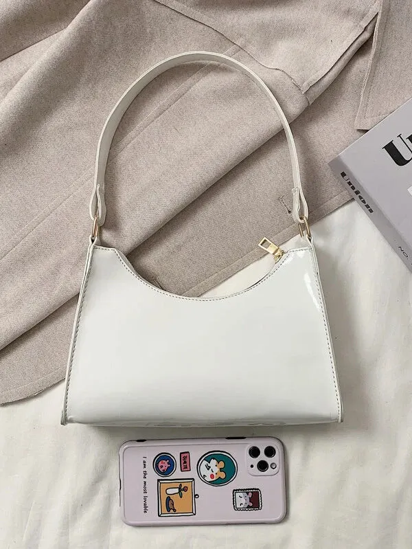 Minimalist Ella Baguette Bag - White