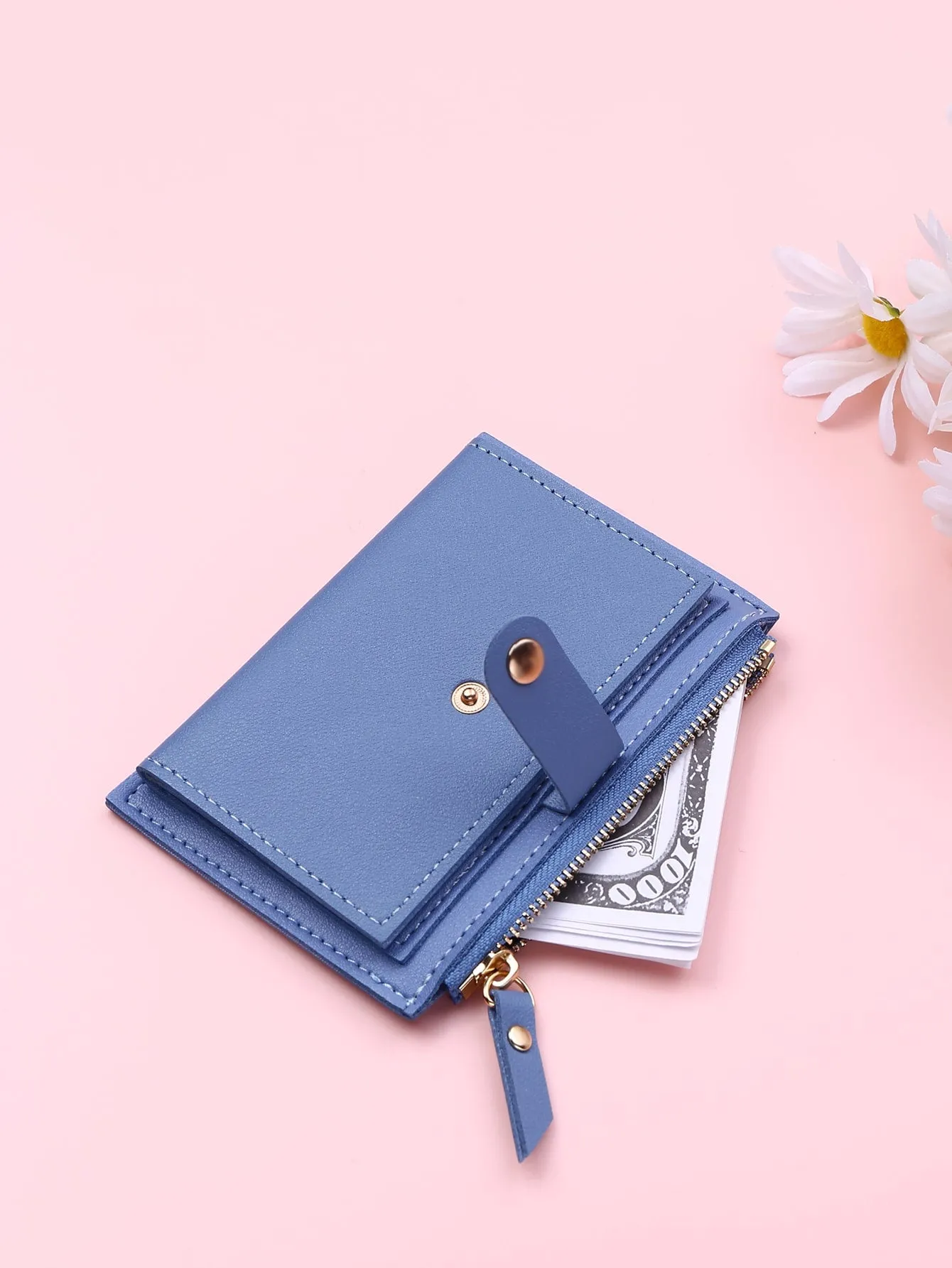 Minimalist Foldover Zipper Wallet