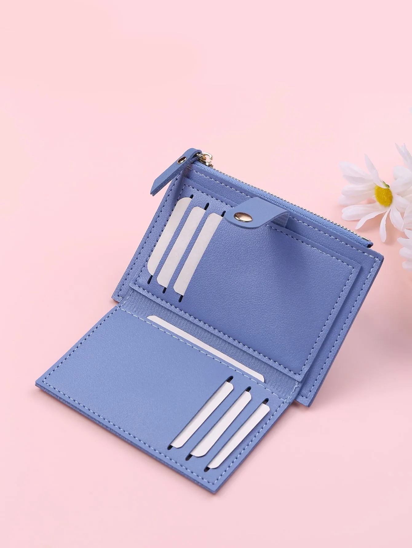 Minimalist Foldover Zipper Wallet