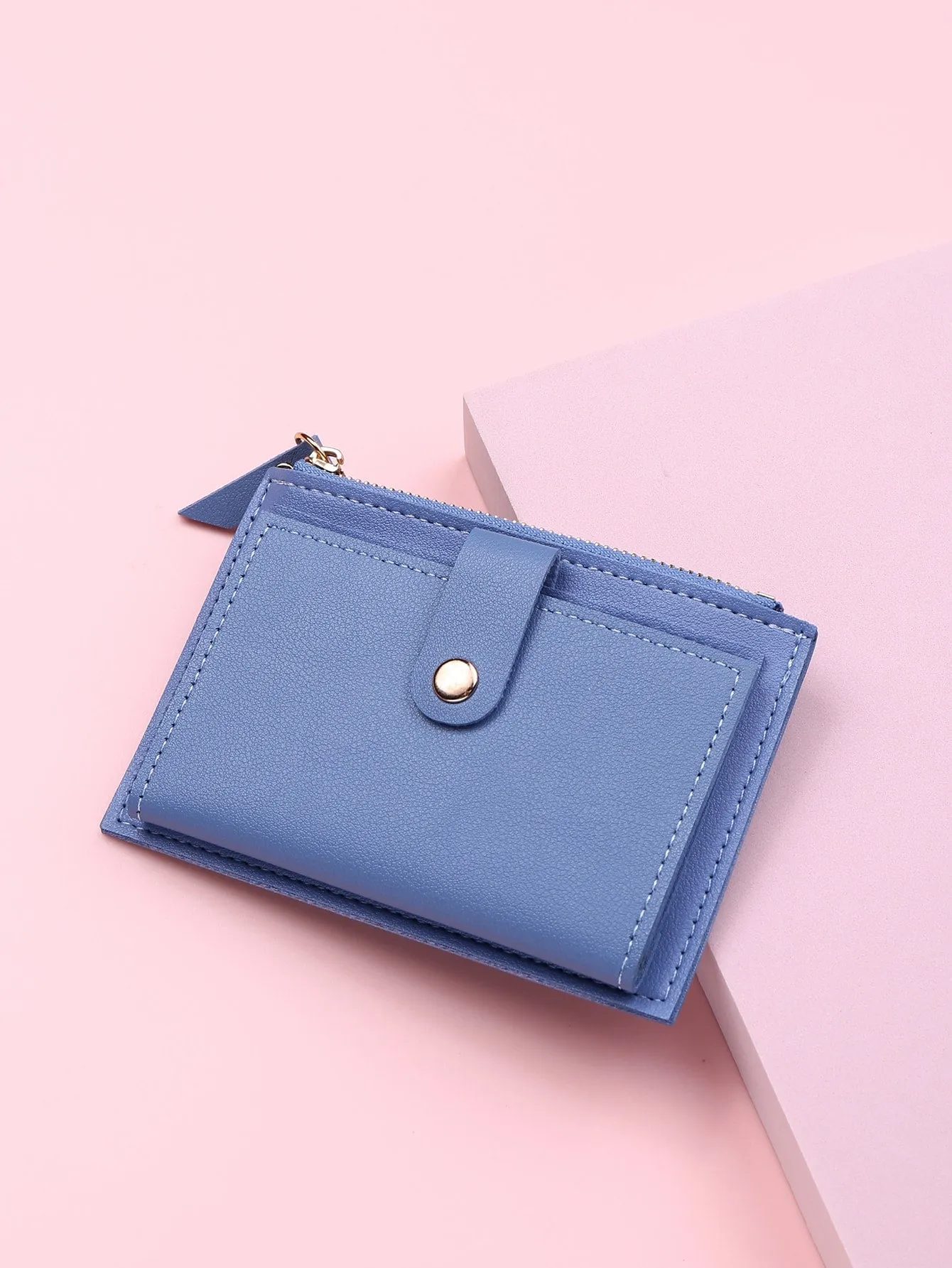 Minimalist Foldover Zipper Wallet