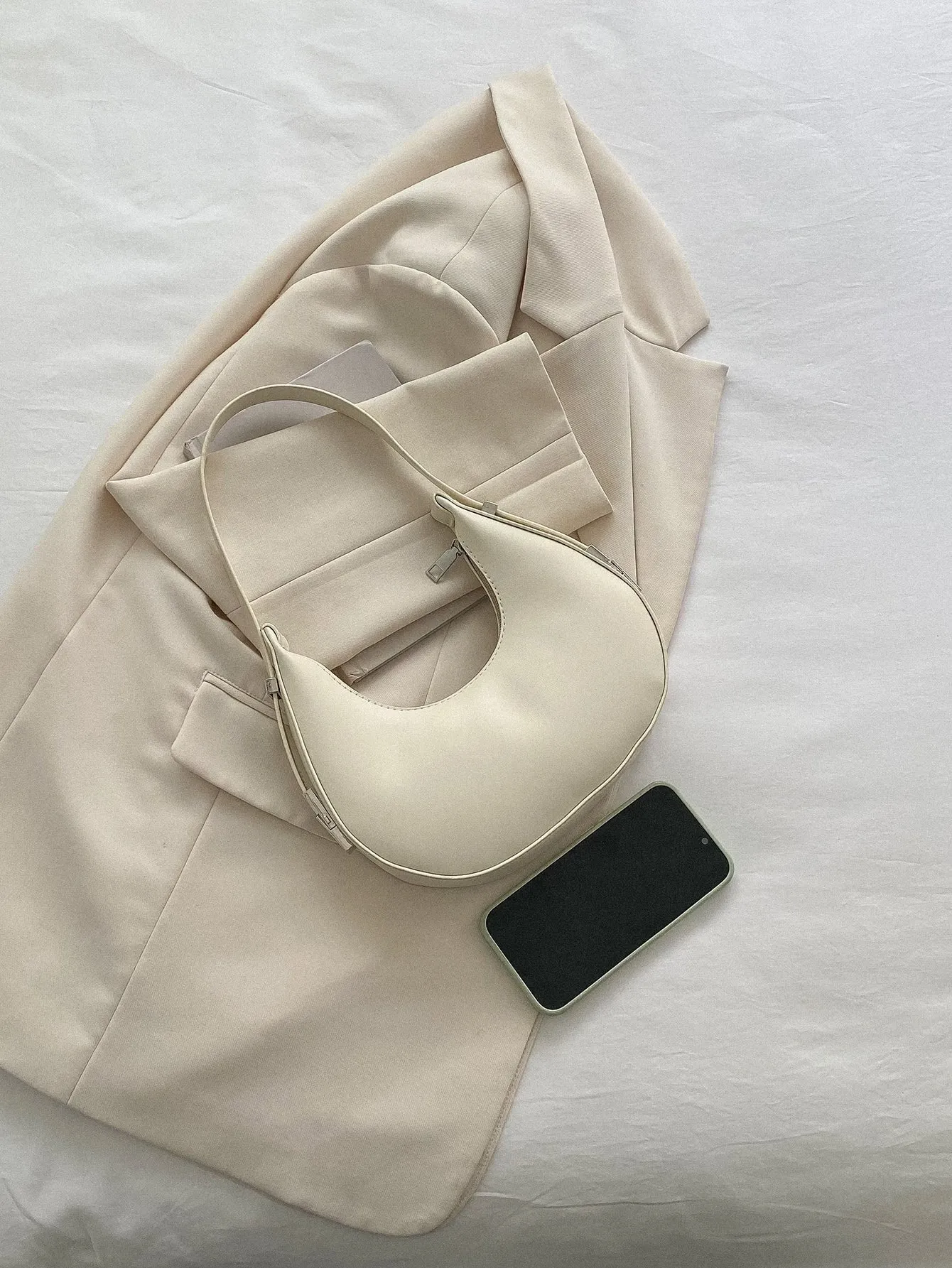 Minimalist Hobo Bag - Beige