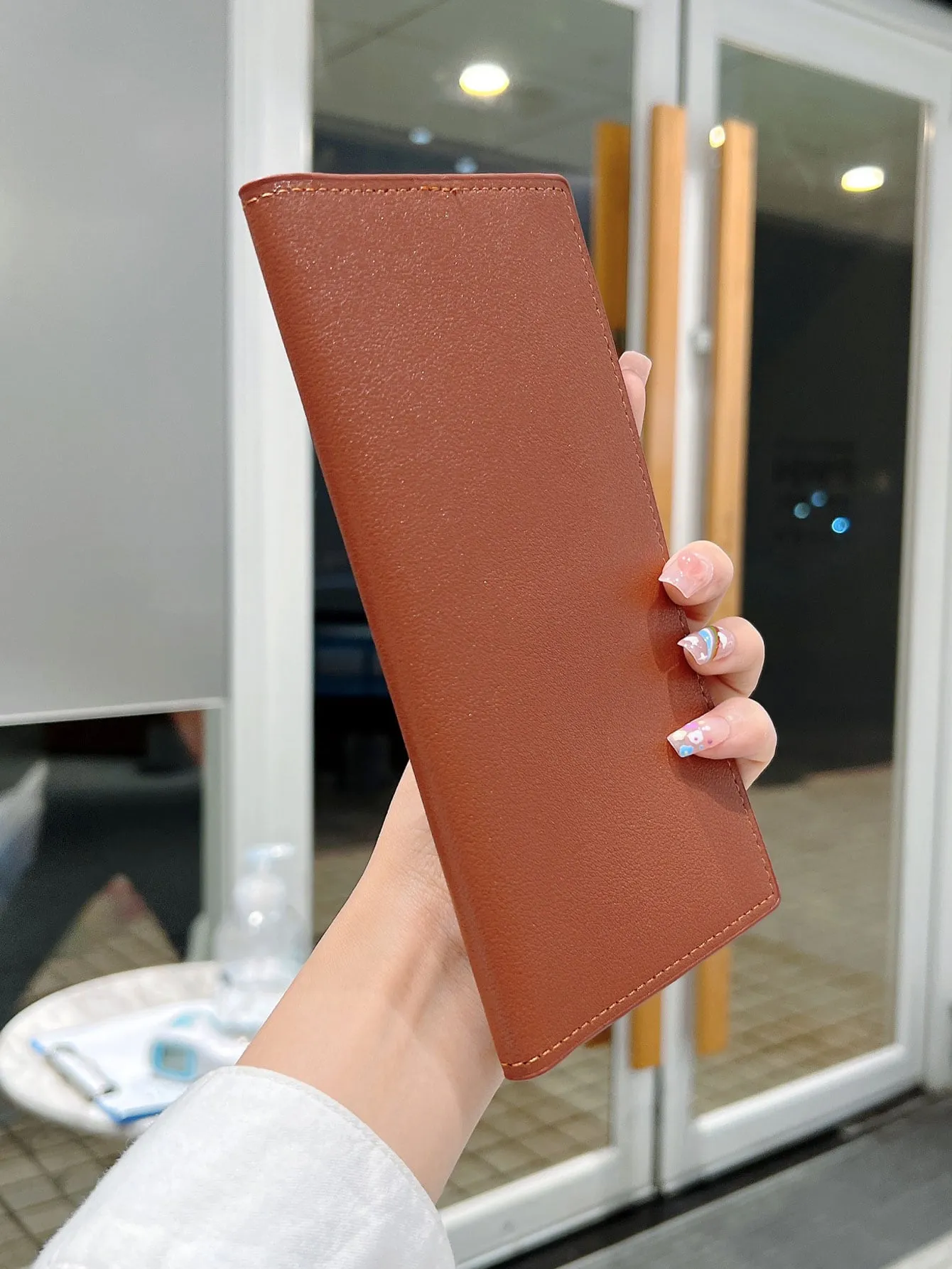 Minimalist Textured Long Wallet - Brown