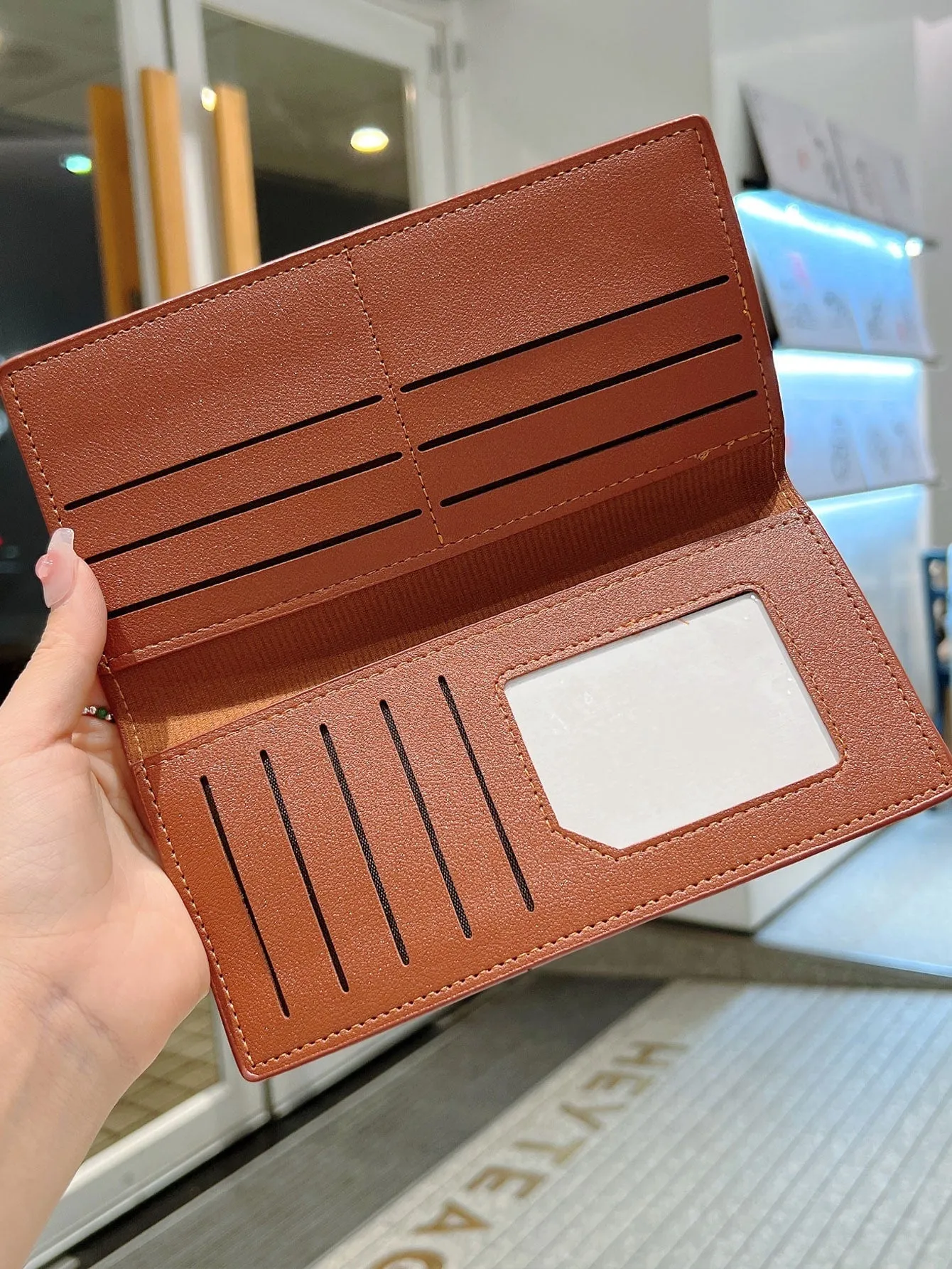 Minimalist Textured Long Wallet - Brown