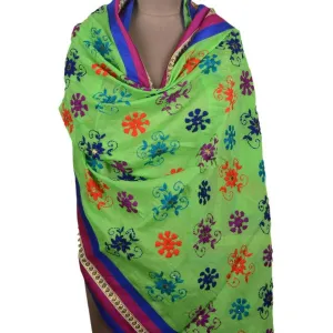 Mint Green Chanderi Silk Phulkari Dupattas, USA, UK, Canada
