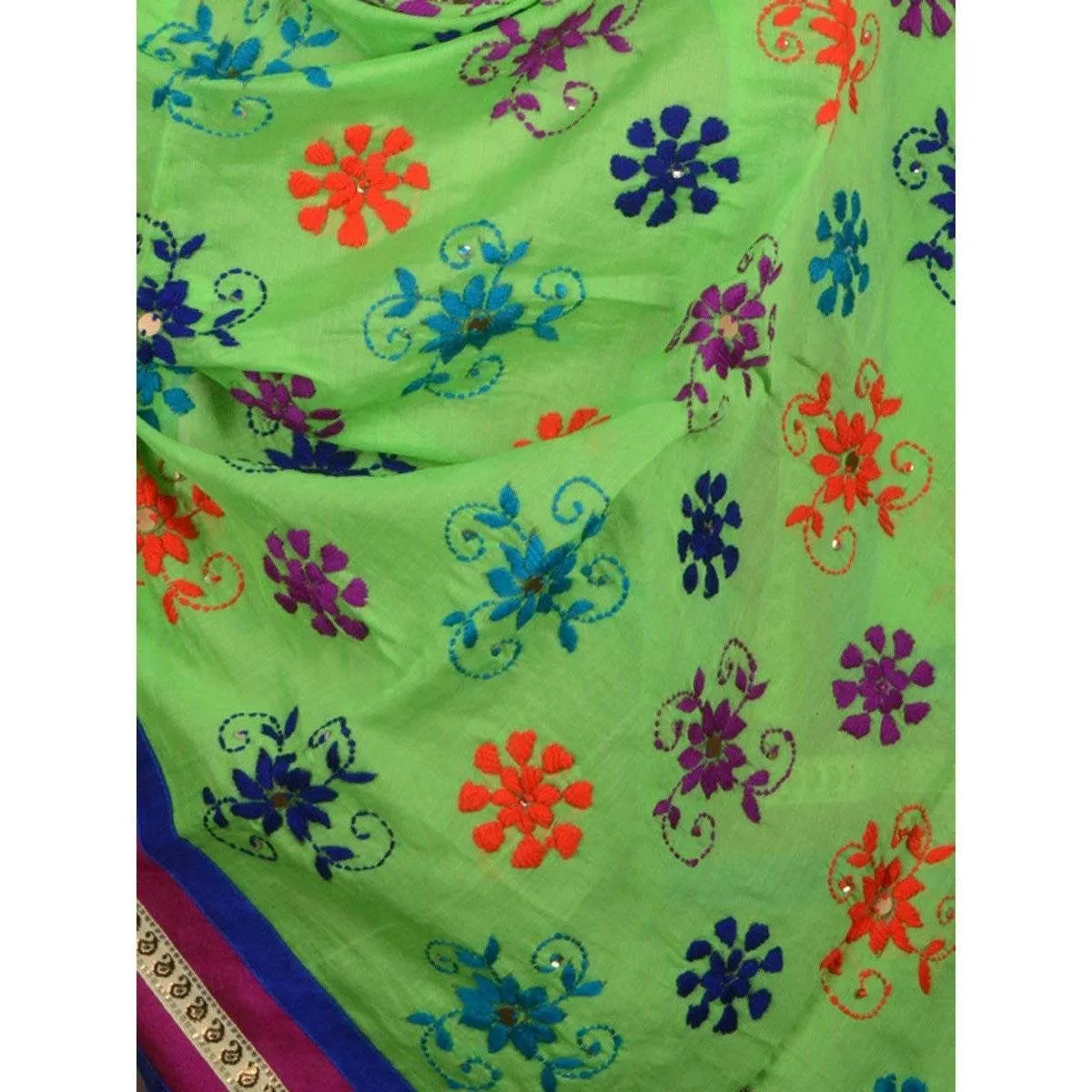 Mint Green Chanderi Silk Phulkari Dupattas, USA, UK, Canada