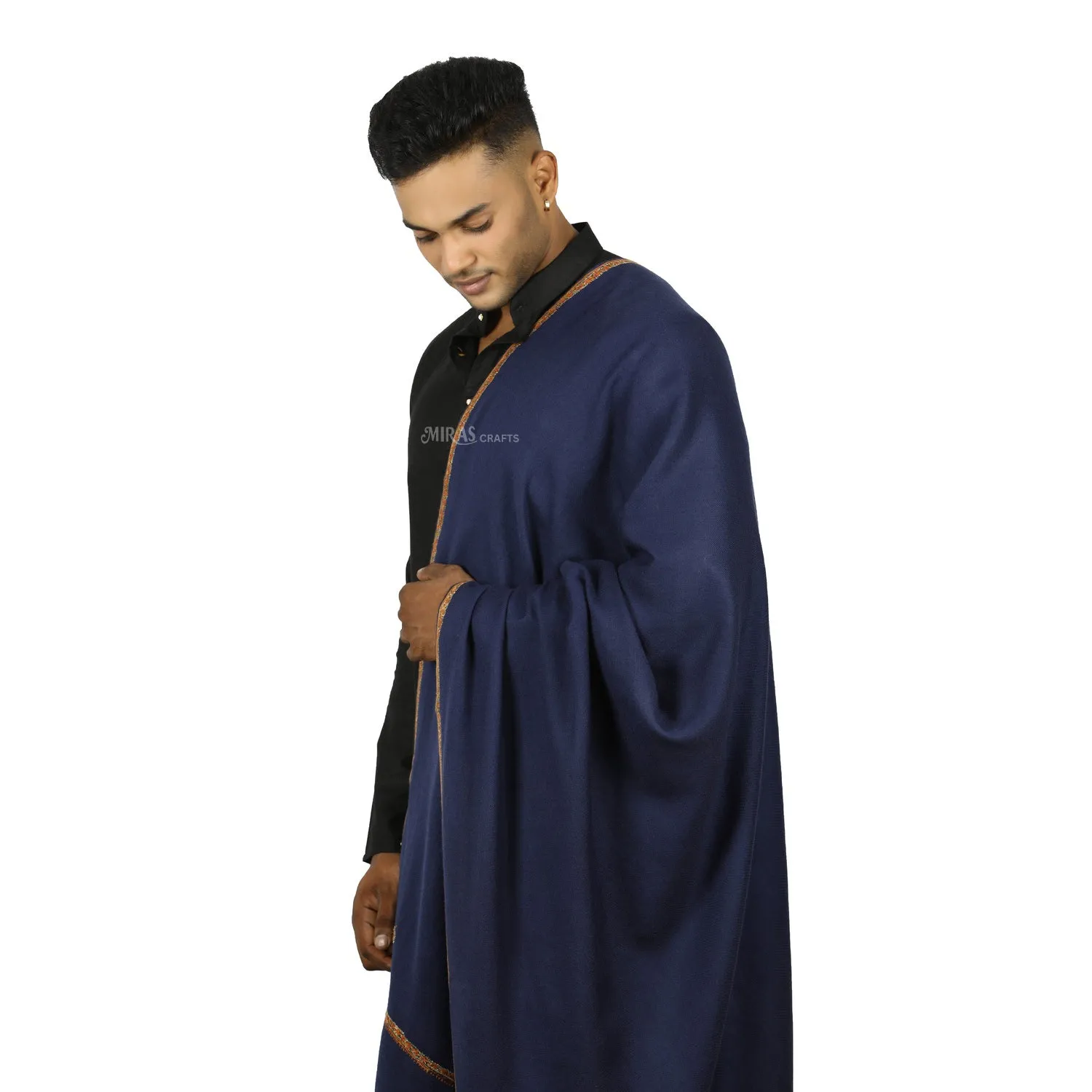 Miras Carfts Sozni Doridar Mens shawl Royal Blue