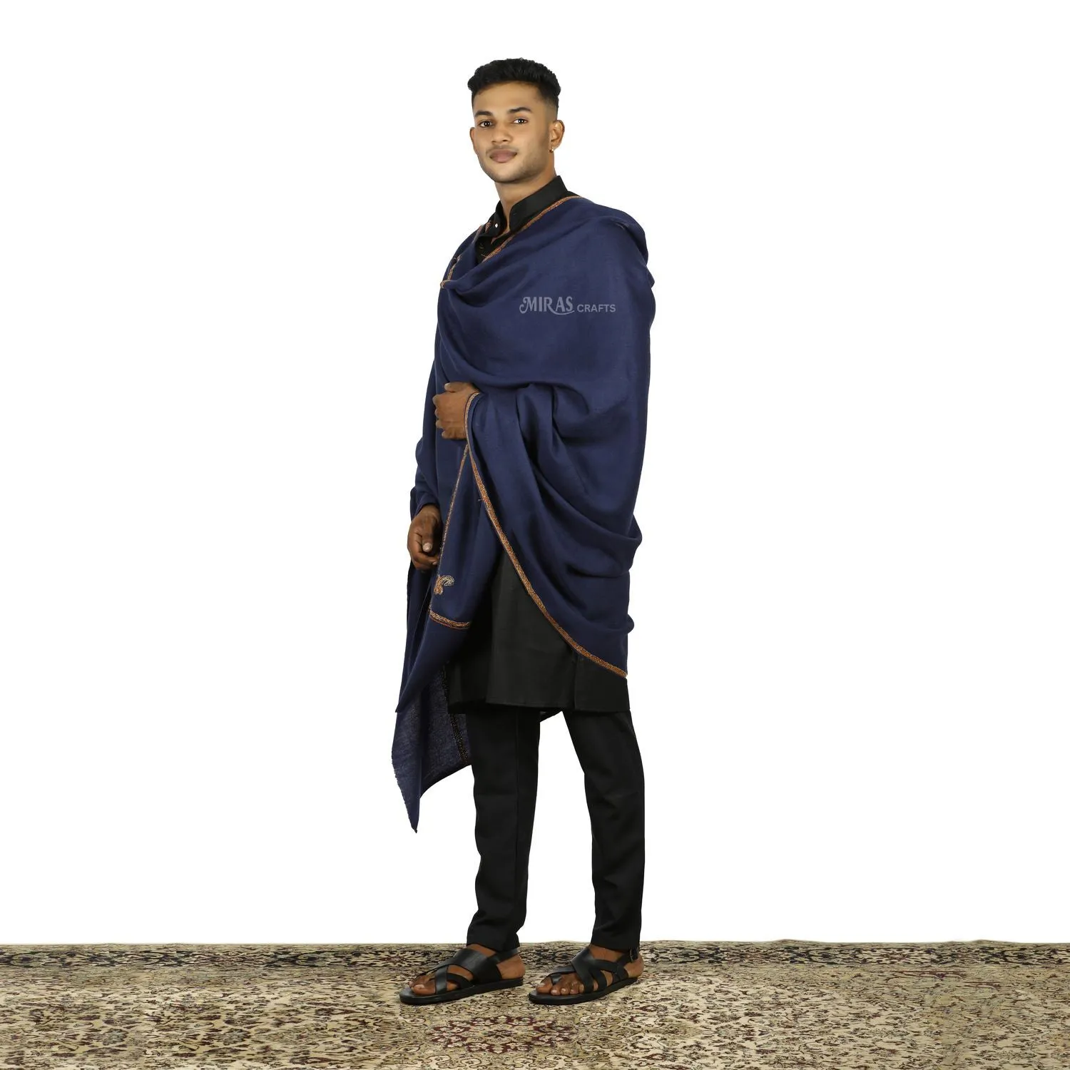Miras Carfts Sozni Doridar Mens shawl Royal Blue