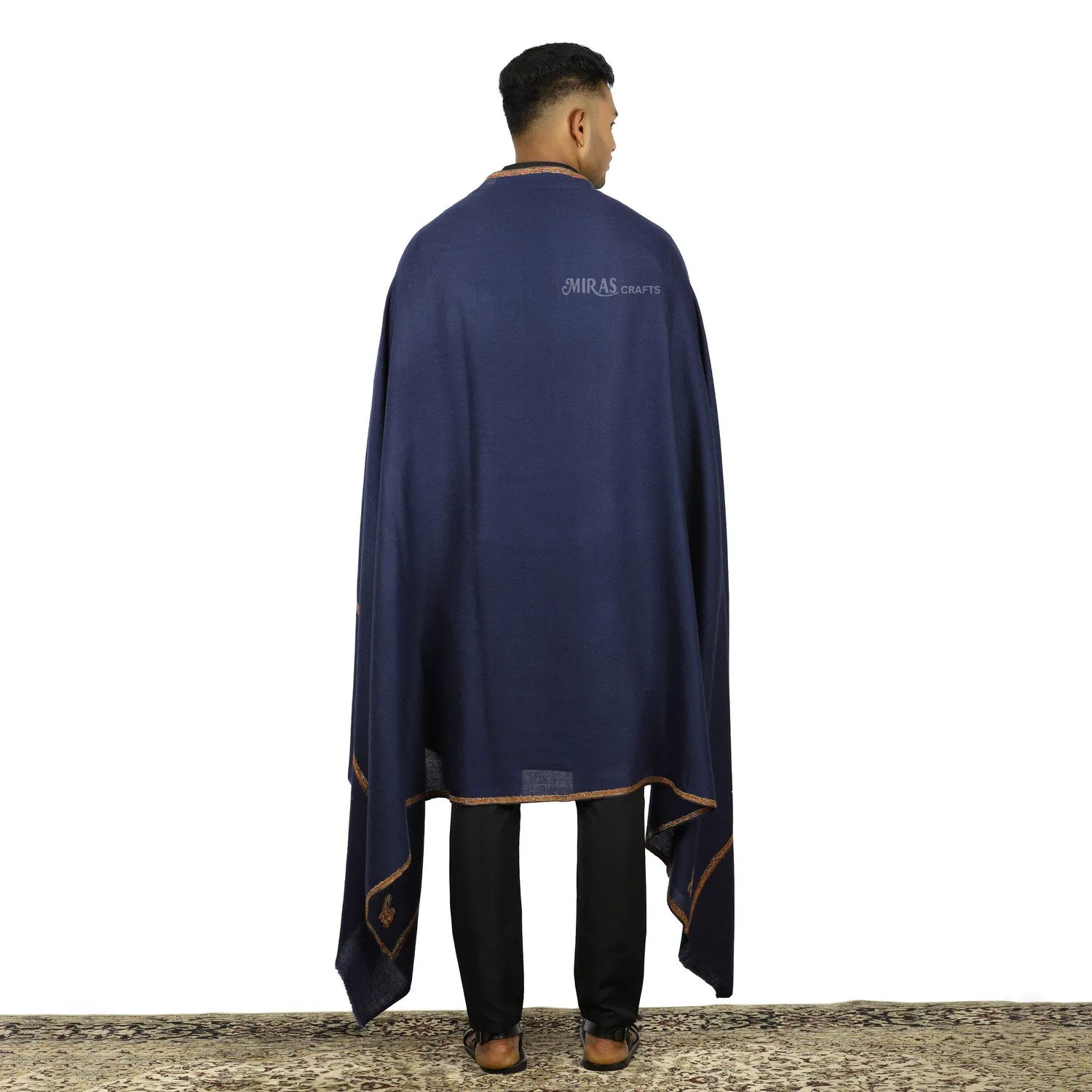 Miras Carfts Sozni Doridar Mens shawl Royal Blue