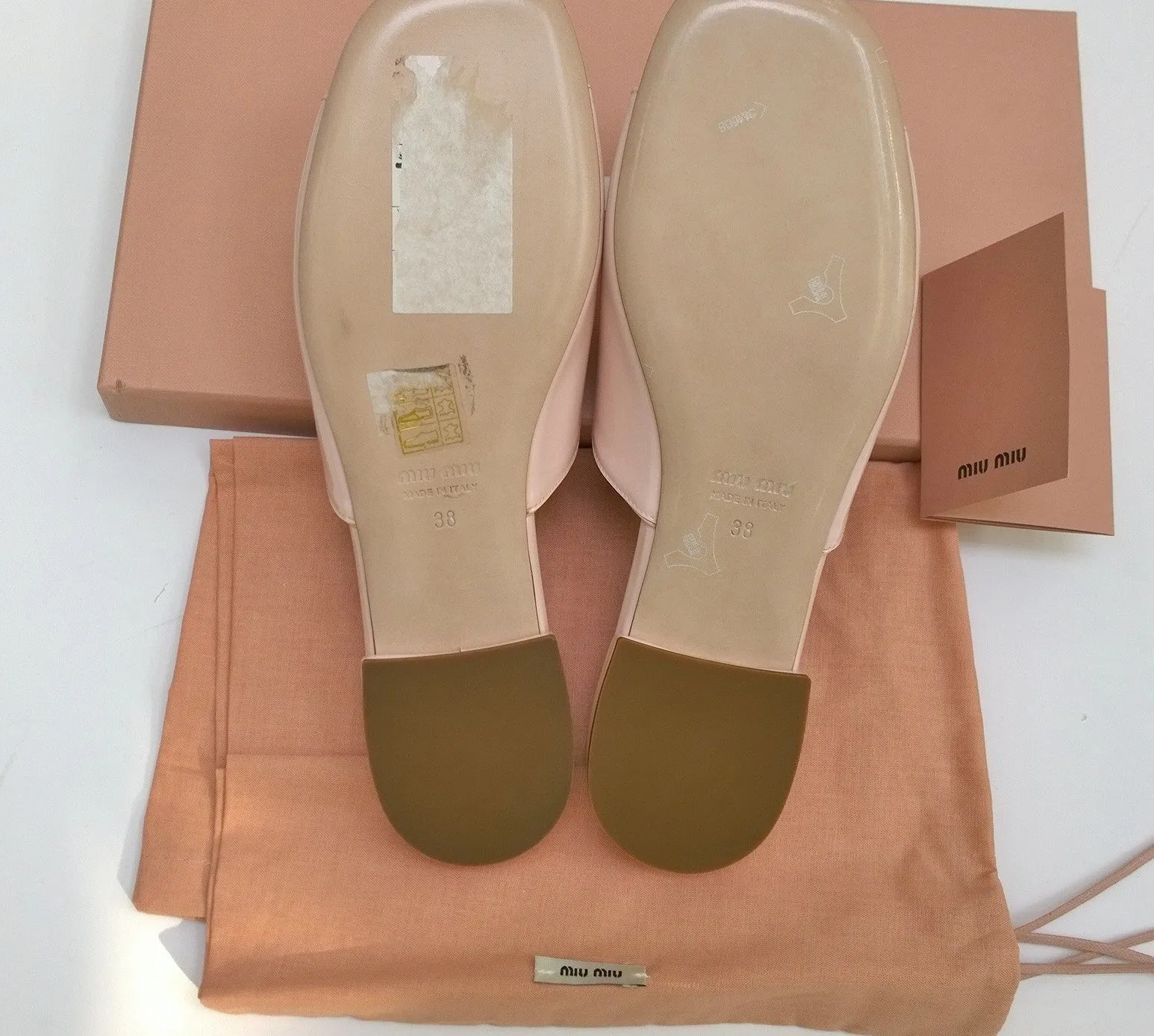 Miu Miu Pink Patent Sandals Leaf Crystals Flat Slides
