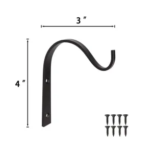 Mkono 4 Pack Iron Wall Hooks Metal Decorative Heavy Duty Hangers for Hanging Lantern Planter Bird Feeders Coat Indoor Outdoor Rustic Home Decor, Screws Included