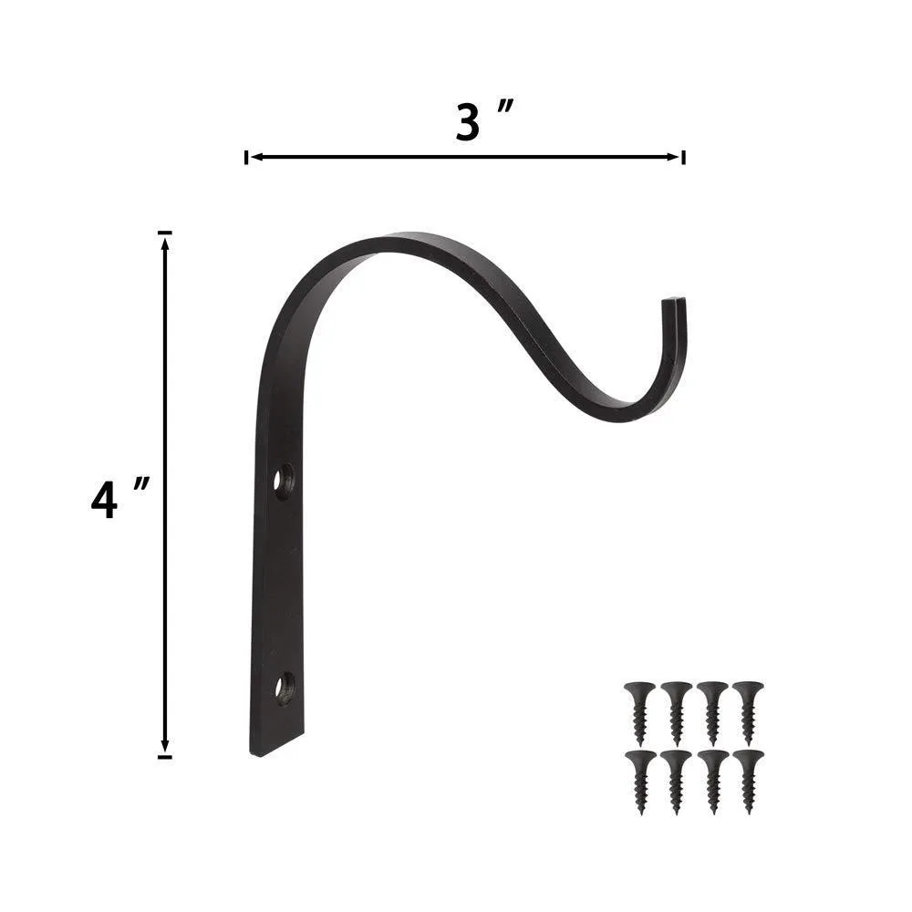 Mkono 4 Pack Iron Wall Hooks Metal Decorative Heavy Duty Hangers for Hanging Lantern Planter Bird Feeders Coat Indoor Outdoor Rustic Home Decor, Screws Included