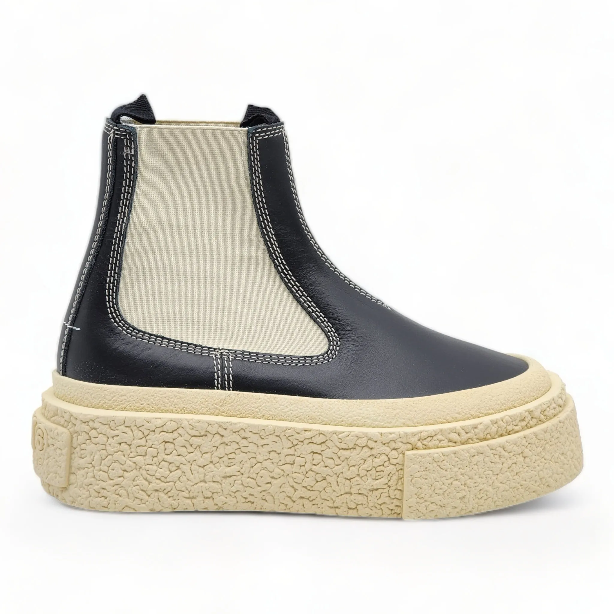 MM6 Maison Margiela Round-toe Leather Ankle Boots
