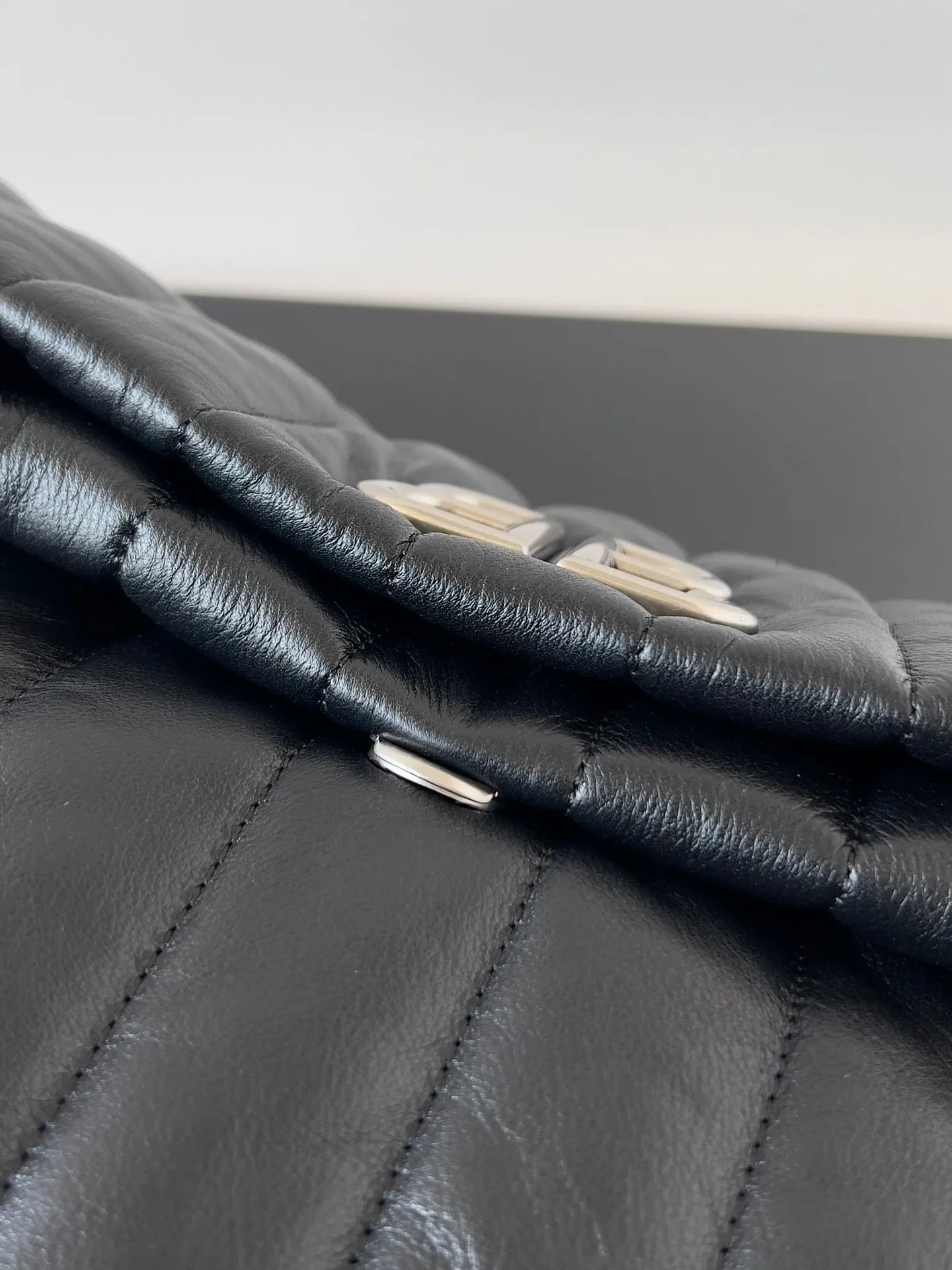 MONACO BAG 32 IN BLACK QUILTED THIN CALFSKIN SILVER HARDWARE