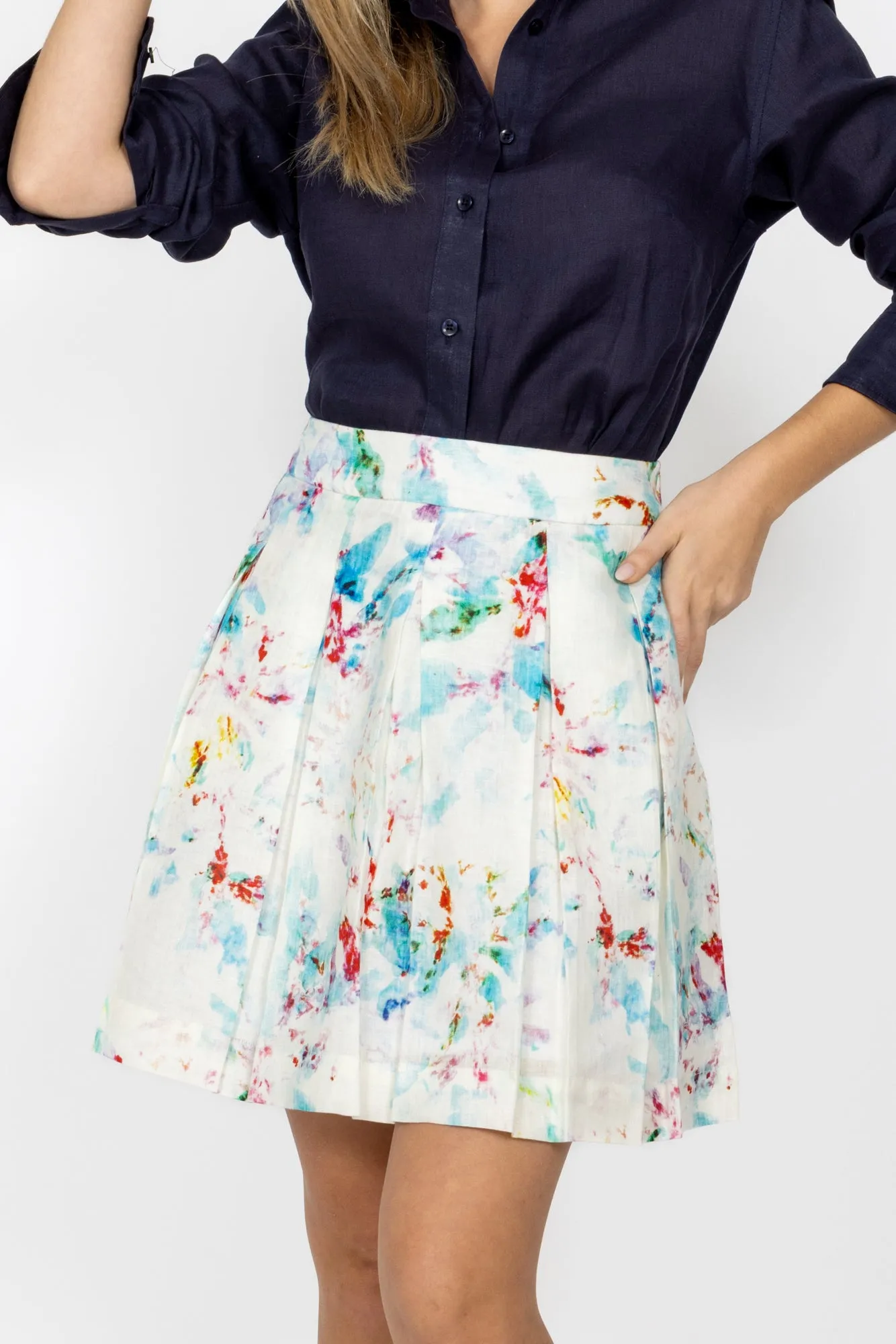 Monaco Linen Skirt - Modern Floral
