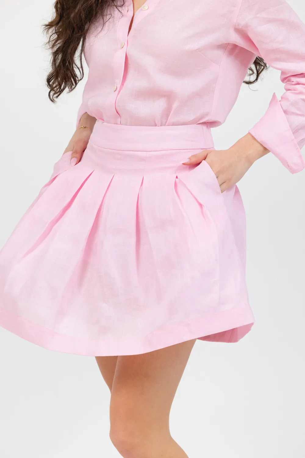 Monaco Linen Skirt - Pink