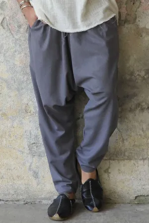 MOON Men's Linen Blend Harem Pants (Dark Gray, Brown)