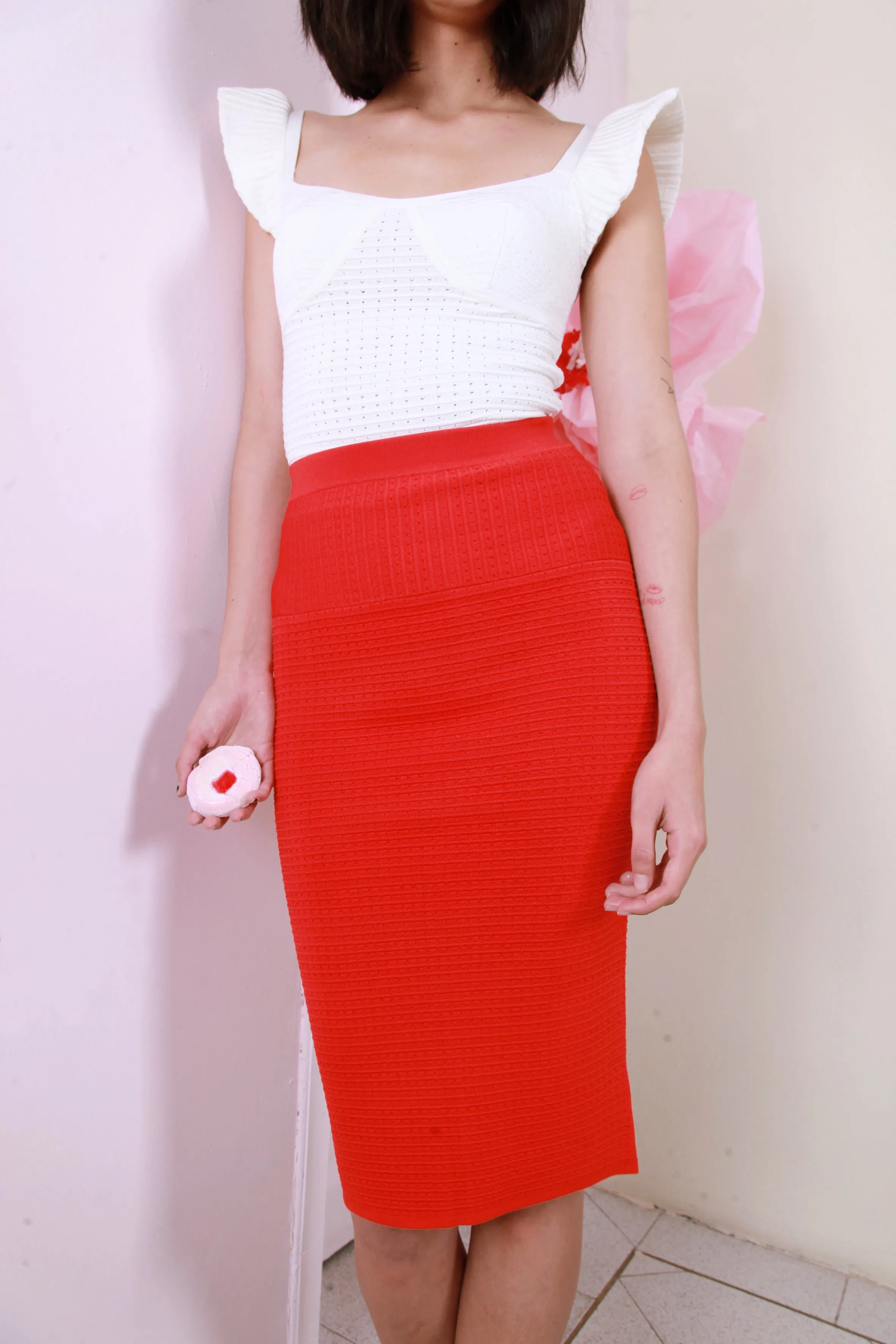 Morgan Pencil Skirt In High Risk Red
