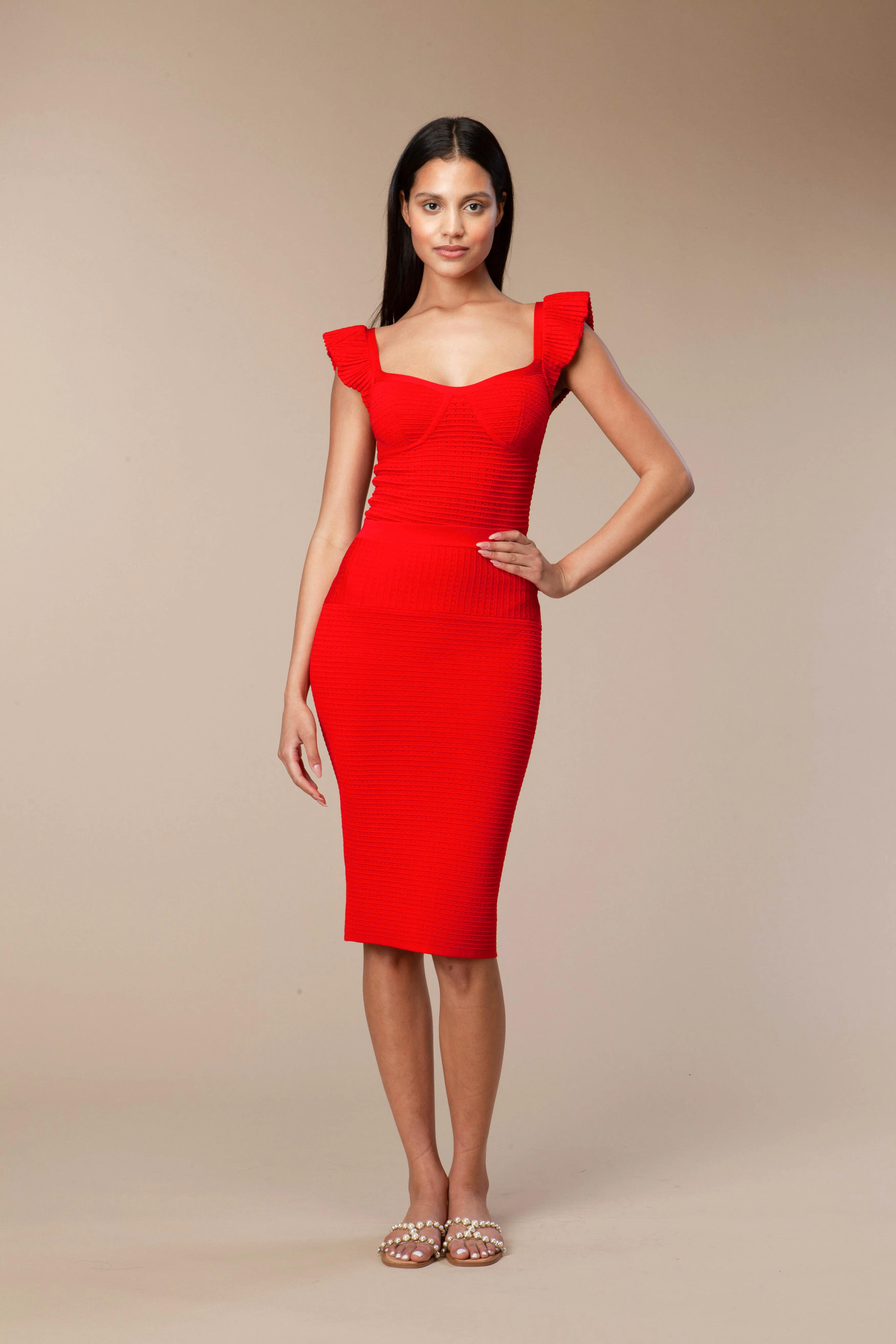 Morgan Pencil Skirt In High Risk Red