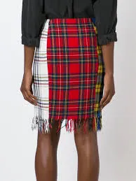 Moschino Fringed Tartan Skirt