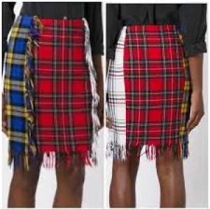 Moschino Fringed Tartan Skirt