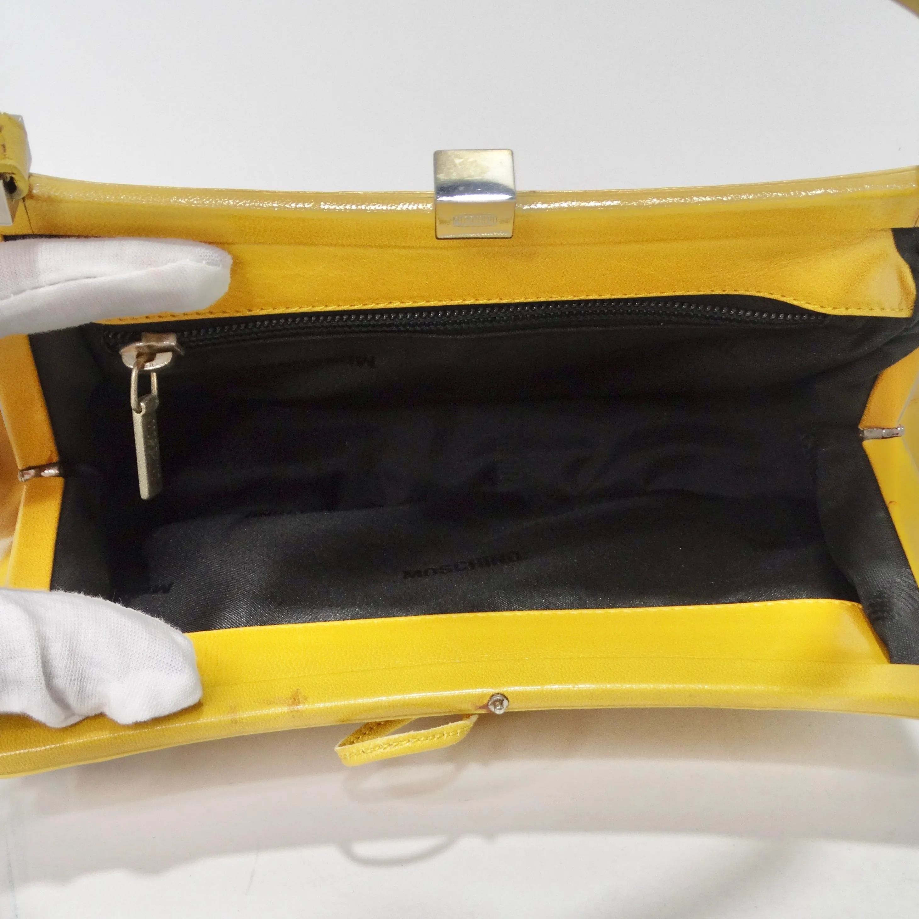 Moschino Vintage Yellow Leather Tweed Handbag