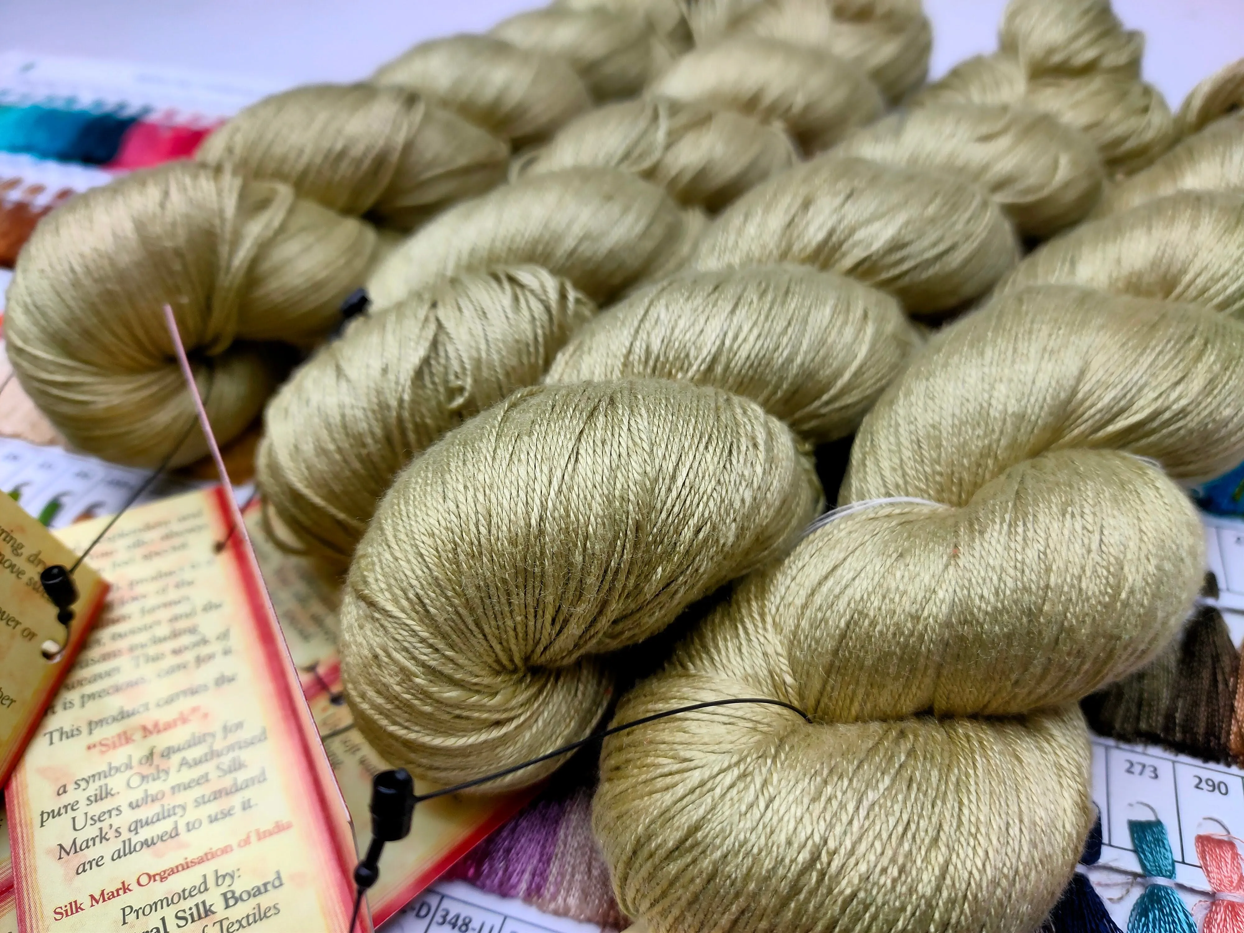 Mulberry Silk Yarn 600M in 100Gram Green Beigi