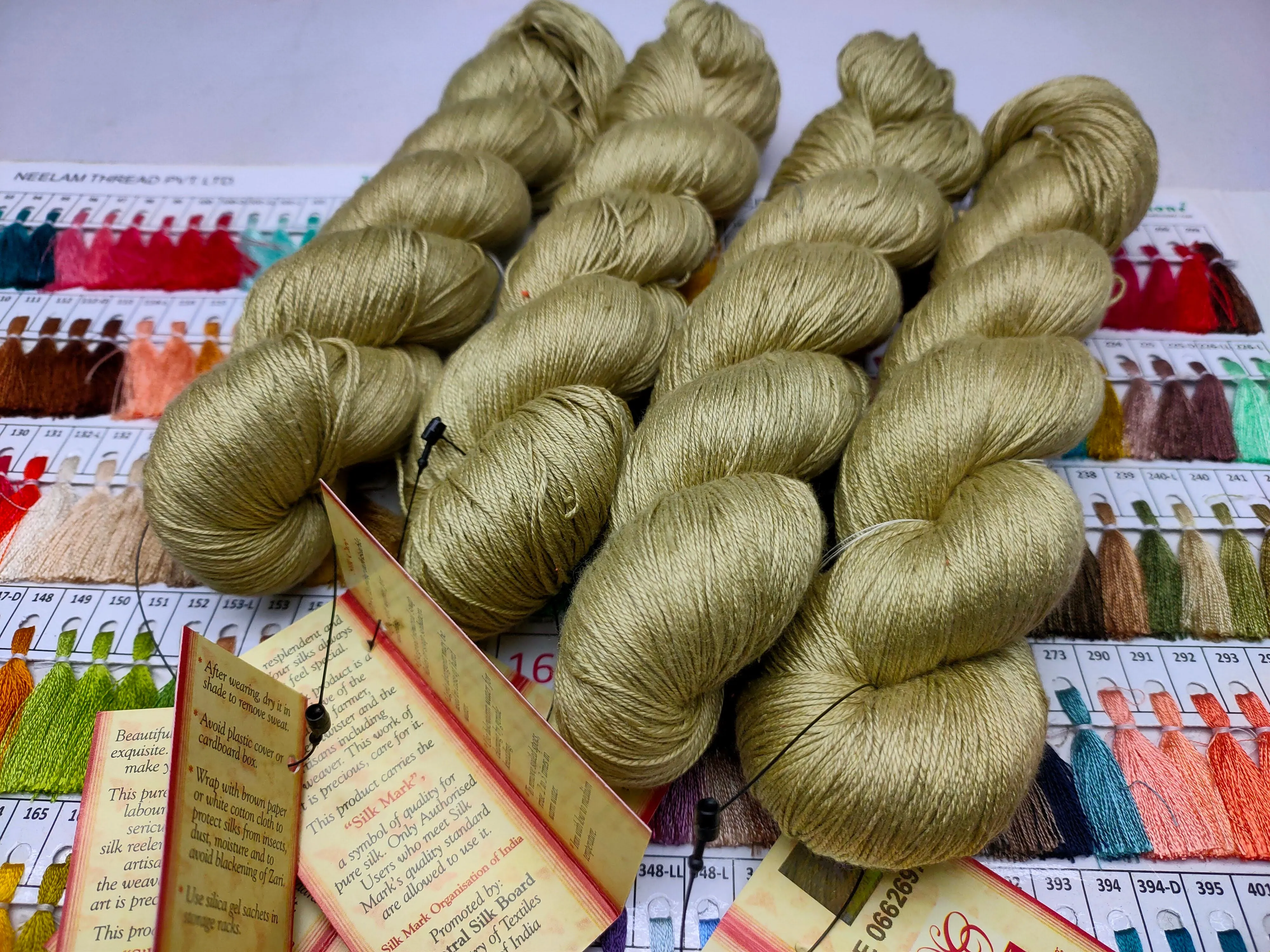 Mulberry Silk Yarn 600M in 100Gram Green Beigi
