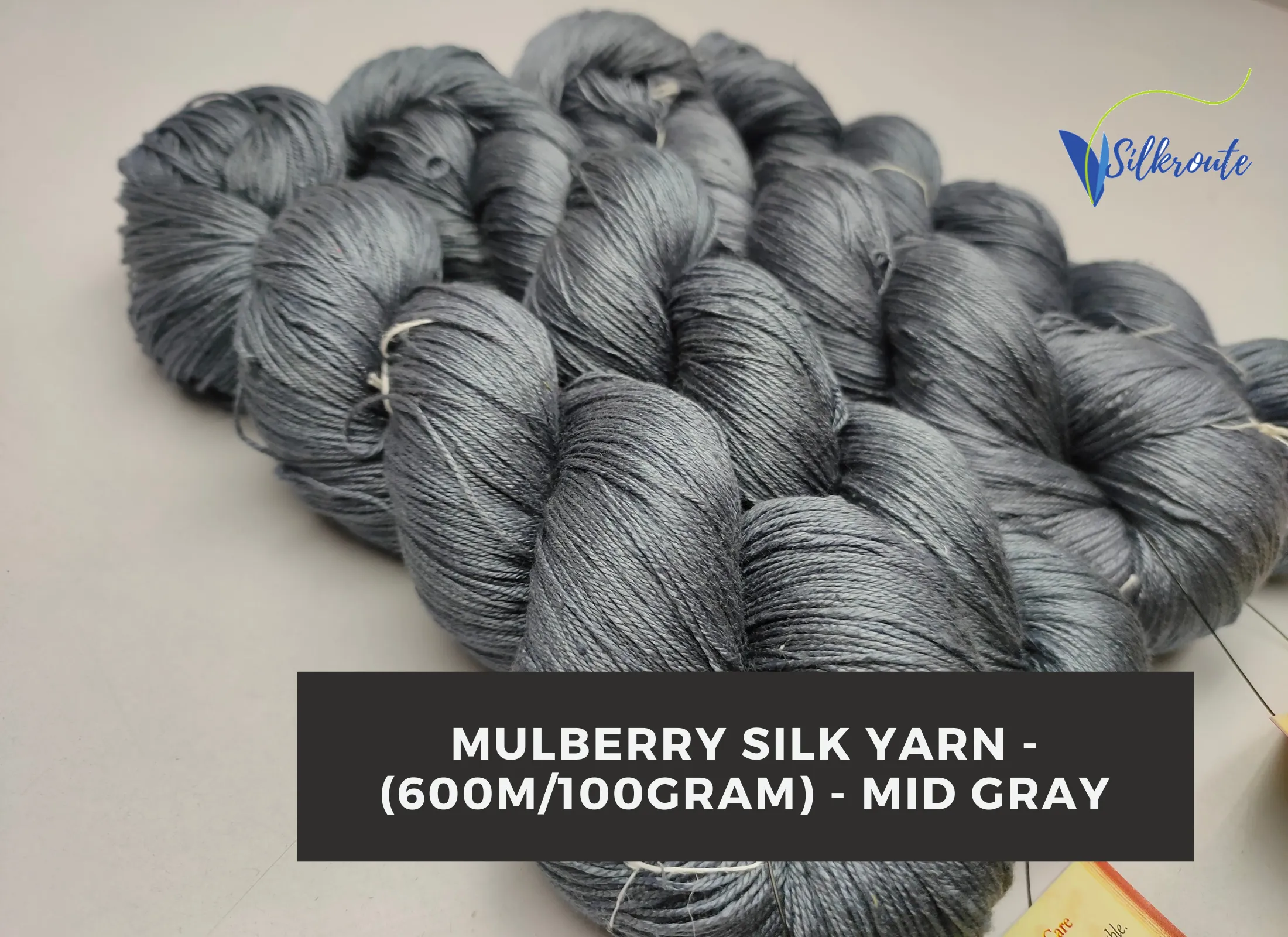 Mulberry Silk Yarn - 600M/100G - Mid Gray