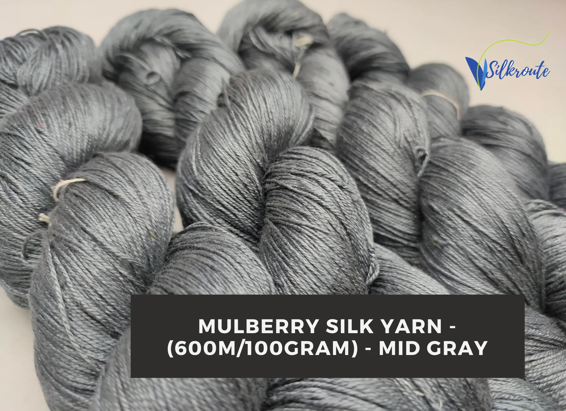 Mulberry Silk Yarn - 600M/100G - Mid Gray