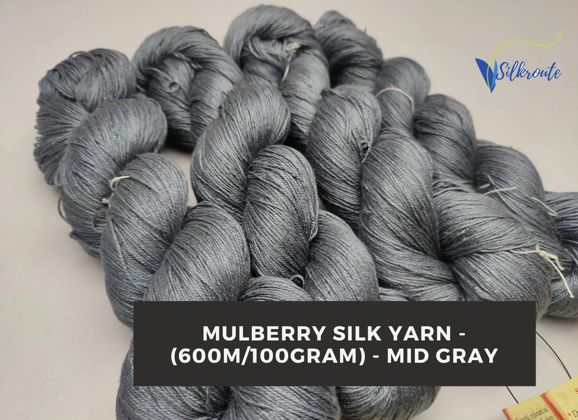 Mulberry Silk Yarn - 600M/100G - Mid Gray