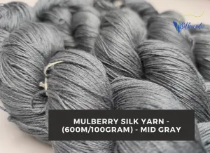 Mulberry Silk Yarn - 600M/100G - Mid Gray