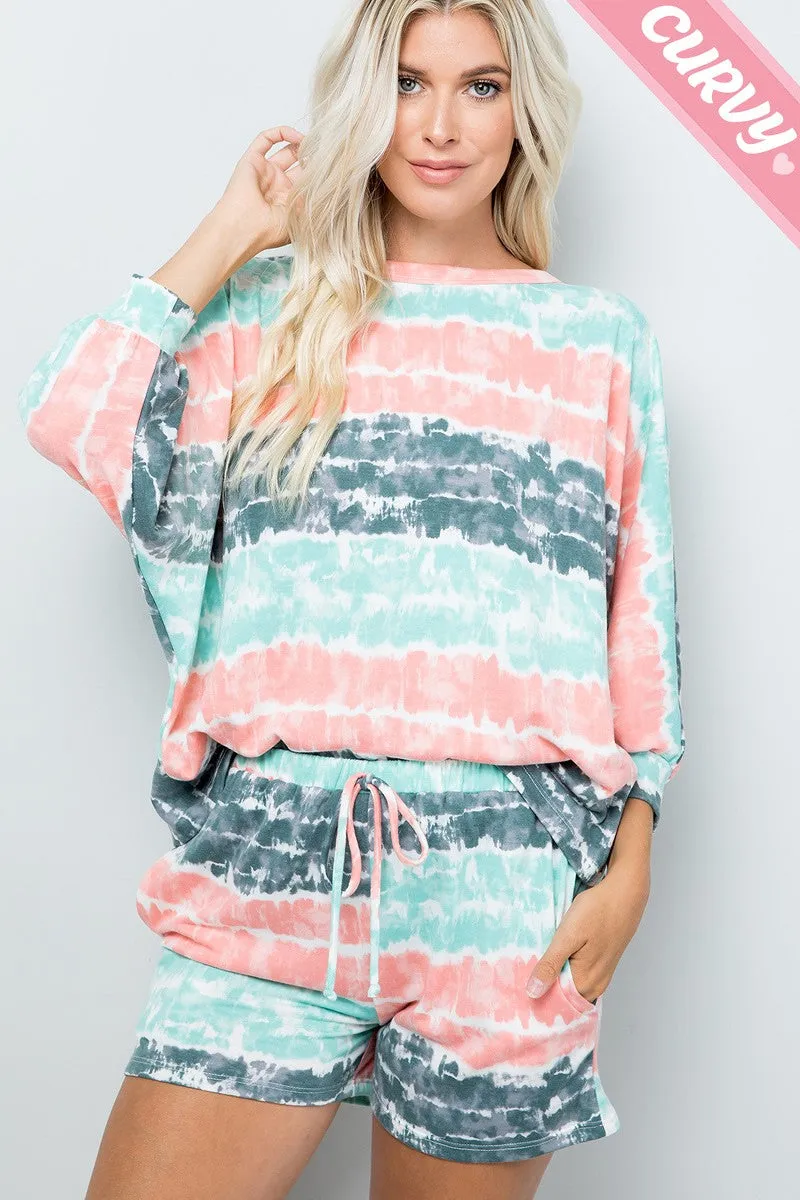 Multicolored Tie Dye Tie Up Shorts