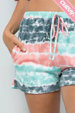 Multicolored Tie Dye Tie Up Shorts