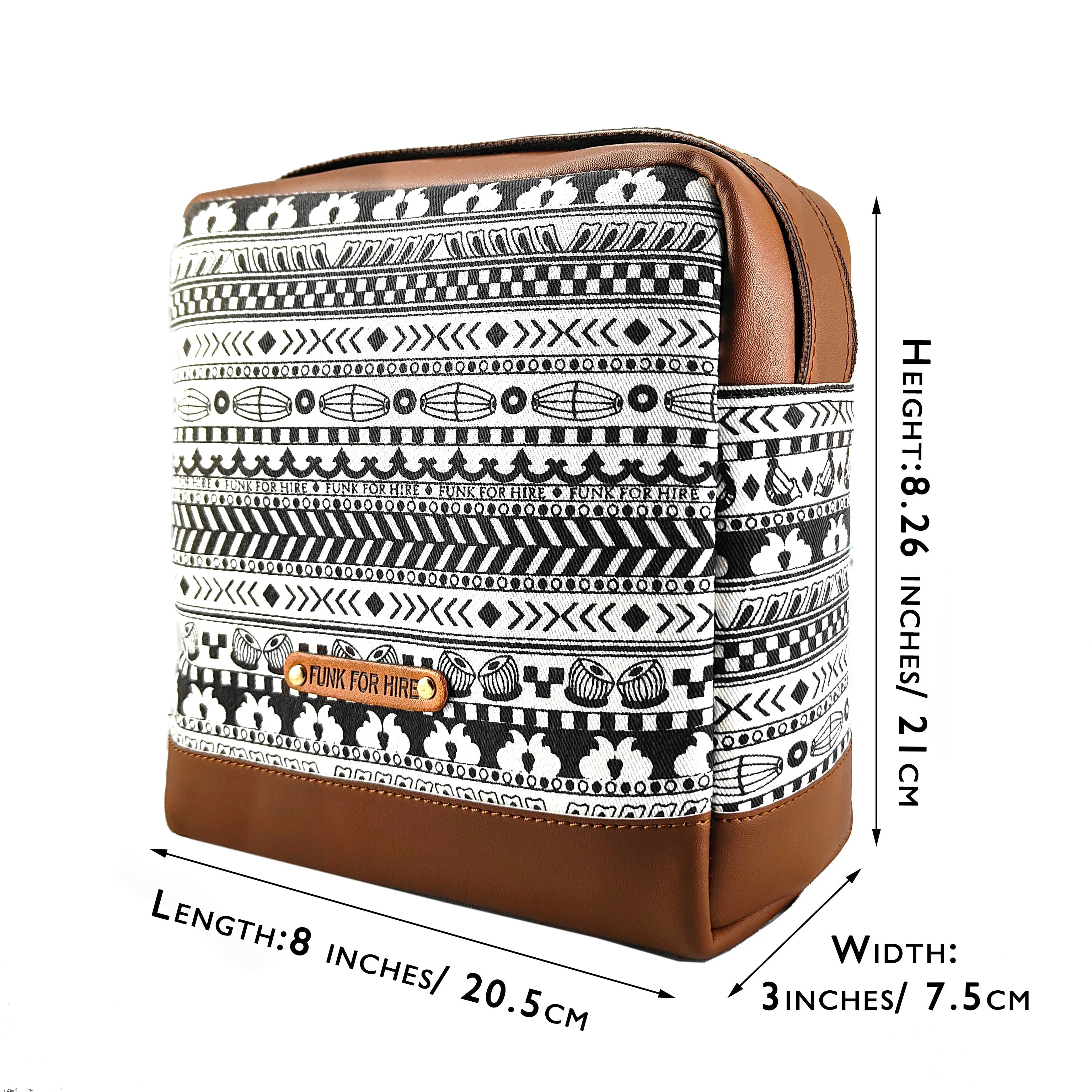 Music Border Box Pouch Sling Bag Black&White