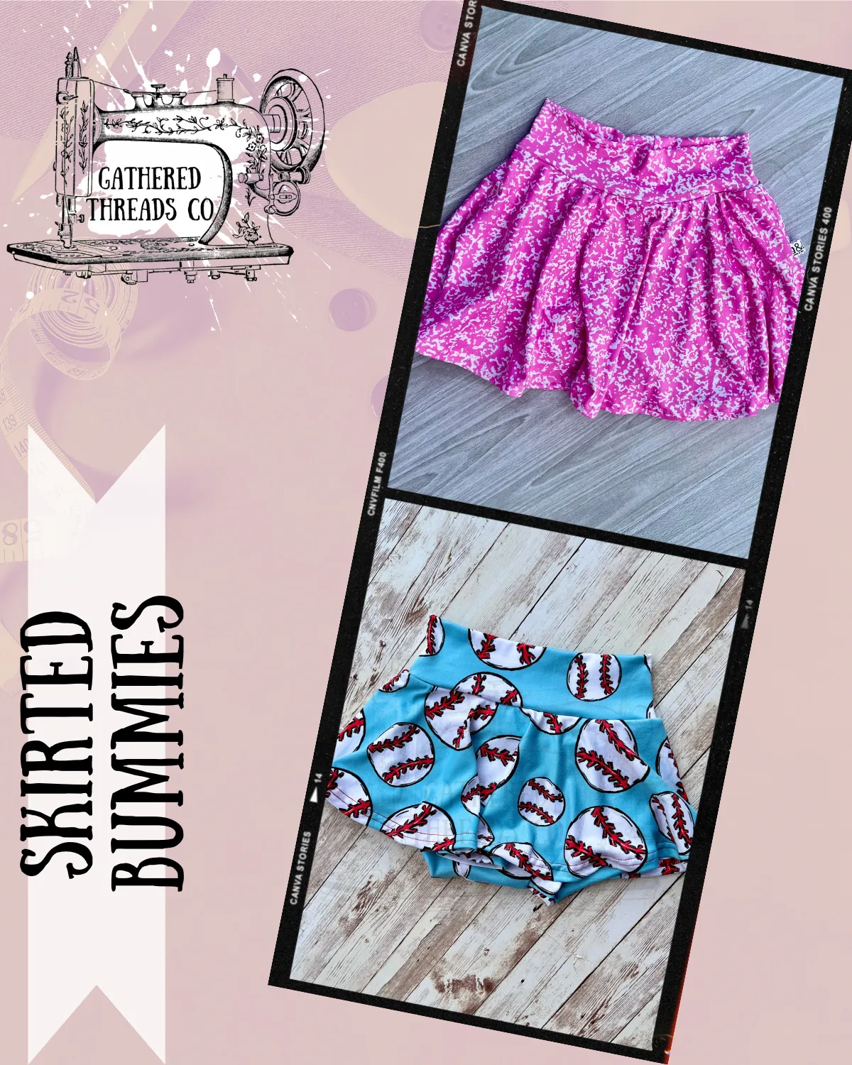 Muted Green & Cream Checkers Skirts
