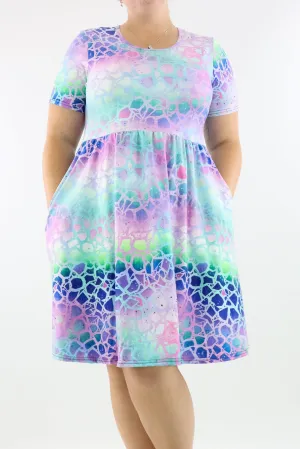 Mythical - Short Sleeve Skater Dress - Knee Length - Side Pockets