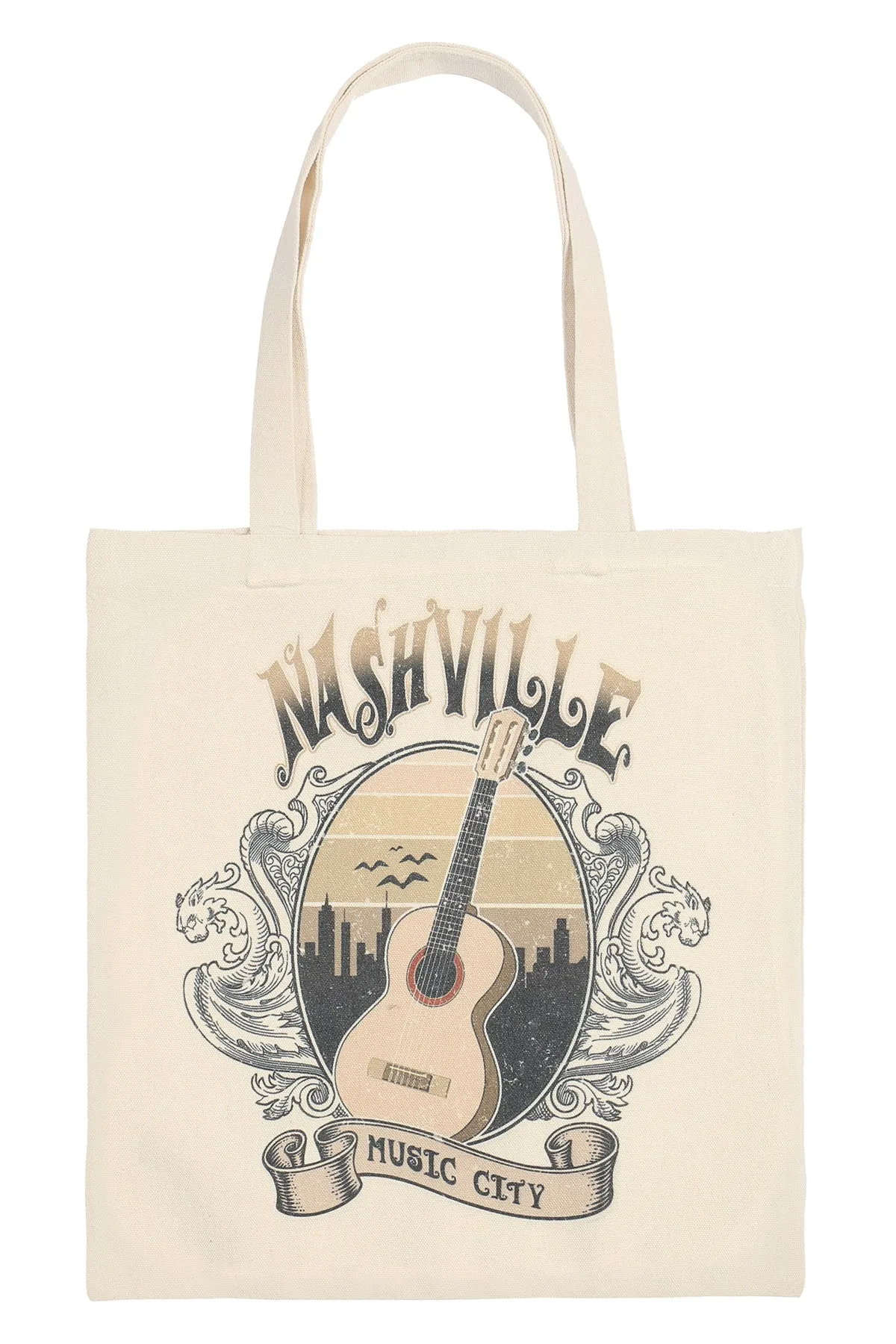 NASHVILLE MUSIC CITY MINIMALIST PRINT TOTE BAG