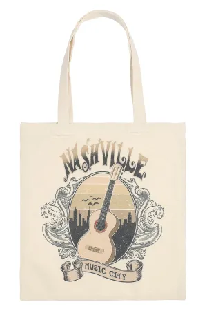 NASHVILLE MUSIC CITY MINIMALIST PRINT TOTE BAG