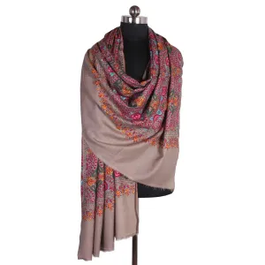 Natural Base Floral Paper Machie Cashmere Pashmina Shawl